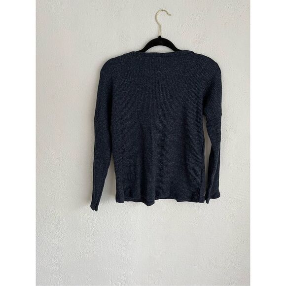 CCK Style Woman Dark Blue Ribbed Henley Button Sweater, Size Small - Picture 7 of 7